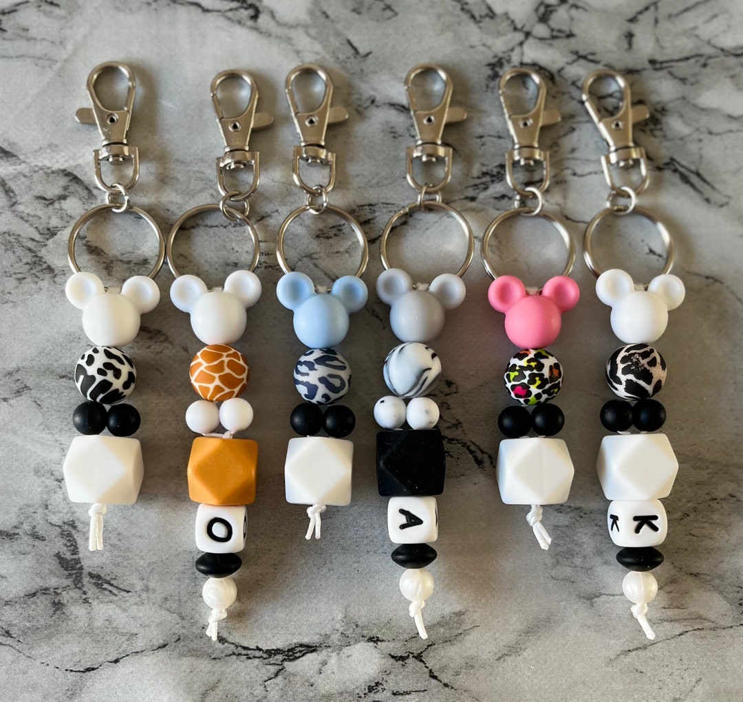 CUTE MOUSE KEYRING Silicone Bead Keyring, Bag Keyring, Book Bag Keyring