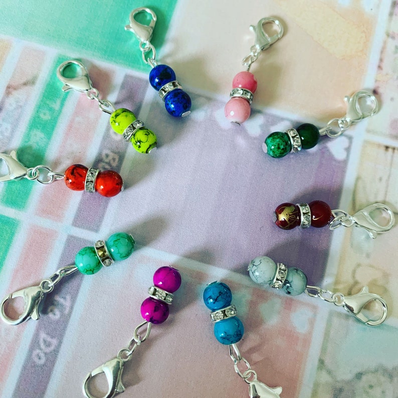 PRETTY GEMS Stitch markers, keyrings for crochet & knitting image 2