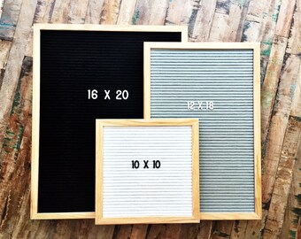 Felt Letter Board|12x18 Oak Frame Letter Board|10x10 Grey Black White Felt Letter Board with Letters|16x20 Felt Message Board|Felt Sign