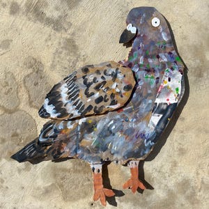 Pombo de Papelão nº 30 | Arte de Parede com Pombo, Arte com Pássaros, Arte com Pombos, Arte Feita à Mão, Caixas de Papelão Reciclado, Arte com Animais, Decoração de Sala de Estar