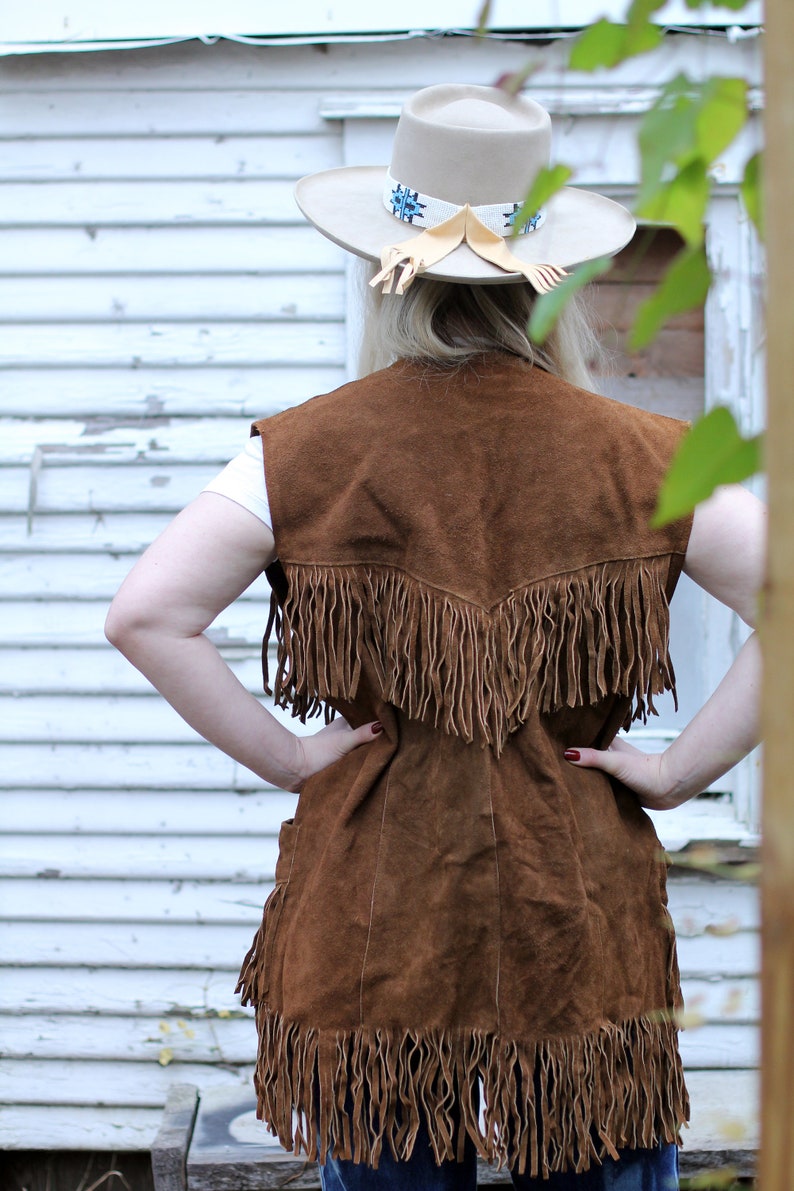 RARE Vintage Easy Rider 60s 70s Pioneer Wear Suede Leather Fringe Vest Men/'s Medium M Women/'s Medium M Women/'s Large L Western Hippie