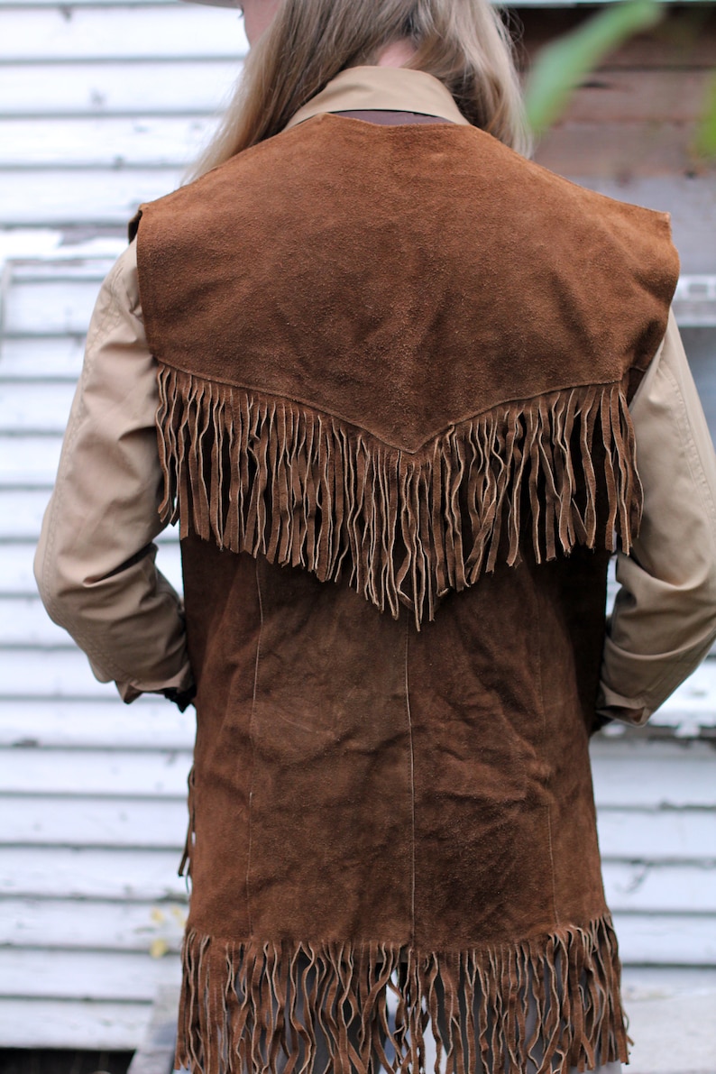 RARE Vintage Easy Rider 60s 70s Pioneer Wear Suede Leather Fringe Vest Men/'s Medium M Women/'s Medium M Women/'s Large L Western Hippie