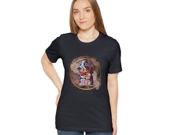 Camiseta unisex de manga corta de perro de montaña bernés