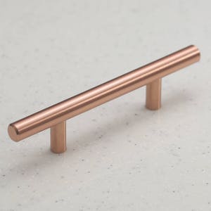 Satin Copper Cabinet Hardware Euro Style Bar Handle Pull - 3" Hole Centers, 5-3/4"" Overall Length