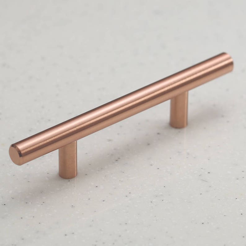 Satin Copper Cabinet Hardware Euro Style Bar Handle Pull Image 0