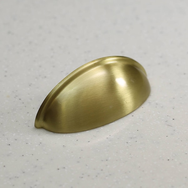 Hamilton Bowes Satin Brass Cabinet Hardware Cup Pull 3" Modern Basic Modern Gold Vibrant Amber
