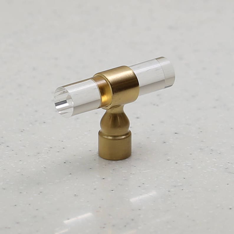 Chiaro Knob Satin Gold on Lucite Face 2.2 x 0.66 image 1