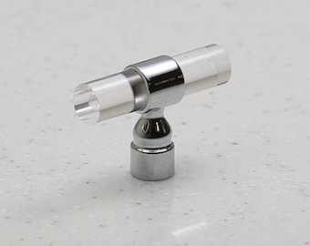 Chiaro Knob - Polish Chrome on Lucite - Face 2.2" x 0.66"