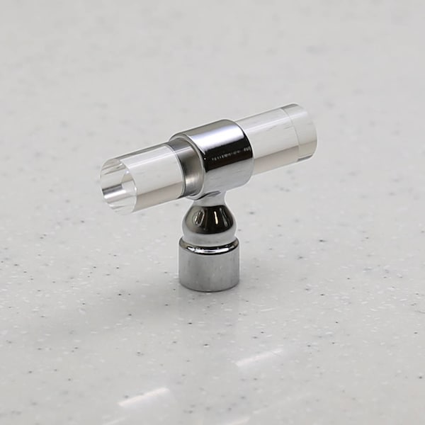 Chiaro Knob - Polish Chrome on Lucite - Face 2.2" x 0.66"