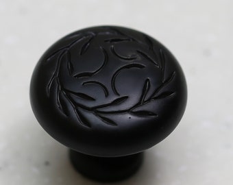 Hamilton Bowes Cabinet Round Knob 1-1/4" inch Diameter, Matte Black