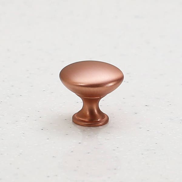 Hamilton Bowes Satin Copper Cabinet Hardware 1-1/4” Round Mushroom Modern Basic Knob  1.25” Diameter & 1-3/32” Tall Modern Vibrant Amber