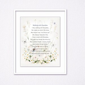Marcher avec grand-mère | Poème pour la meilleure grand-mère | Cadeau personnalisé pour grand-mère | Belle photo pour grand-mère | Impression pour grand-mère par petits-enfants