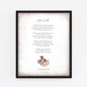 Poema del Día del Padre, Regalo del Día del Padre, regalo de hija a papá, arte de pared, hermoso poema, Gracias por creer en mí, Tarjeta de felicitación para papá