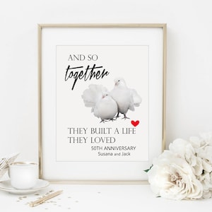 Impression cadeau du 25e anniversaire, cadeau d’anniversaire d’argent, anniversaire des parents 30e, ensemble depuis 45 ans, cadeau personnalisé 40e anniversaire