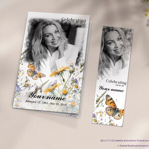 Modèle de programme funéraire Wildflower pour les femmes, Programme commémoratif de fleurs, Programme nécrologique, Célébration de la vie, Programme funéraire Meadow