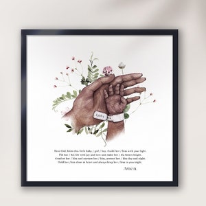 Personalized picture with prayer, African American Newborn Picture, Prayer for the girl child, Guardian angel prayer, decor for child room