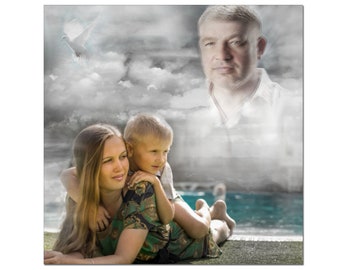 Add deceased loved one to photo | Combine different photos | Photo on canvas | Add person to picture | Add dad, mom to photo | Sympathy gift