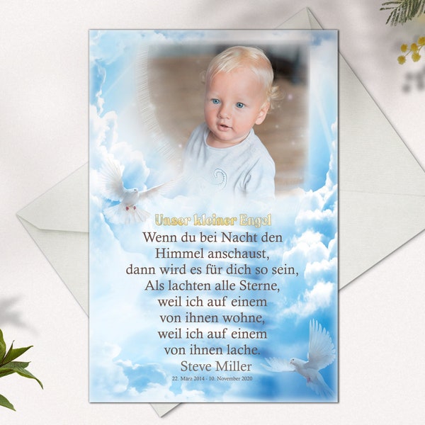Trauerkarte Kind Baby | Verse für verstorbene kinder |  Kind verlust | Junge | Mädchen | Trost spendende Trauerkarte | Personalisiert