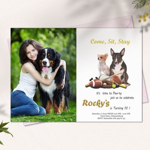 Bullterrier Birthday Invitation, Chihuahua and Bull terrier dogs, Editable Puppy Party, Dog Paw-ty Invite, dog party decor, Dog Invitation