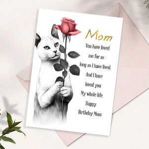 Carte d'anniversaire pour maman | Carte de voeux pour maman avec poème | Cadeau pour mère de fils, fille | Carte d'anniversaire pour maman avec des mots de salutation