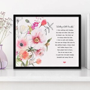 Camminando con il nonno, regalo per il nonno dai nipoti, regalo per il nonno, poesia per il caro nonno, regalo per il nonno, decorazione artistica da parete