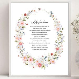 Cuando el mañana empieza sin mí / Carta del cielo / Poema fúnebre / Poema conmemorativo / Pérdida de un ser querido / Pérdida de la madre / Pérdida de la bebida