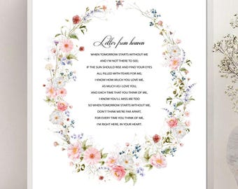 When tomorrow starts without me | Letter from heaven | Funeral poem | Memorial poem | Loss of loved one | Loss of mother | Loss of dranny