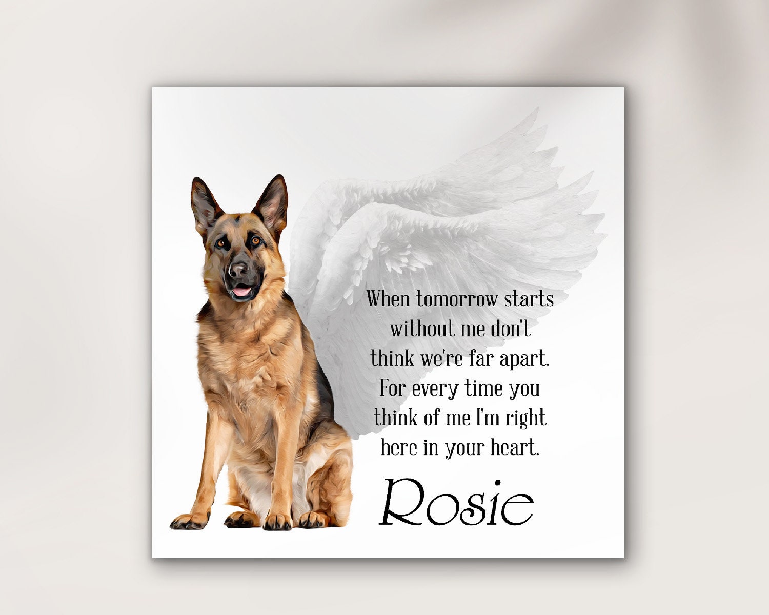 German Shepherd With Wings and Nimbus, Dog With Wings Print