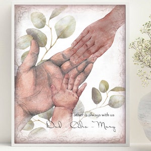 Famiglia che si tiene per mano, famiglia afroamericana, ritratto di famiglia personalizzato, mani di papà e due bambini, regalo per il padre, arte da parete, citazione sul muro