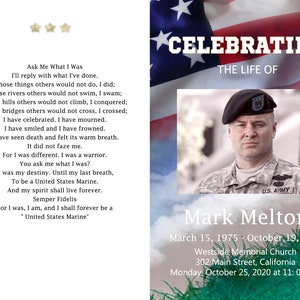 military obituary program,  Funeral Card Military,  American Marine funeral program template, US Navy Veteran funeral programe template,