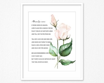 Roses Grow In Heaven For Daughter With Roses Background Digital Download Loss Sympathy Gift
