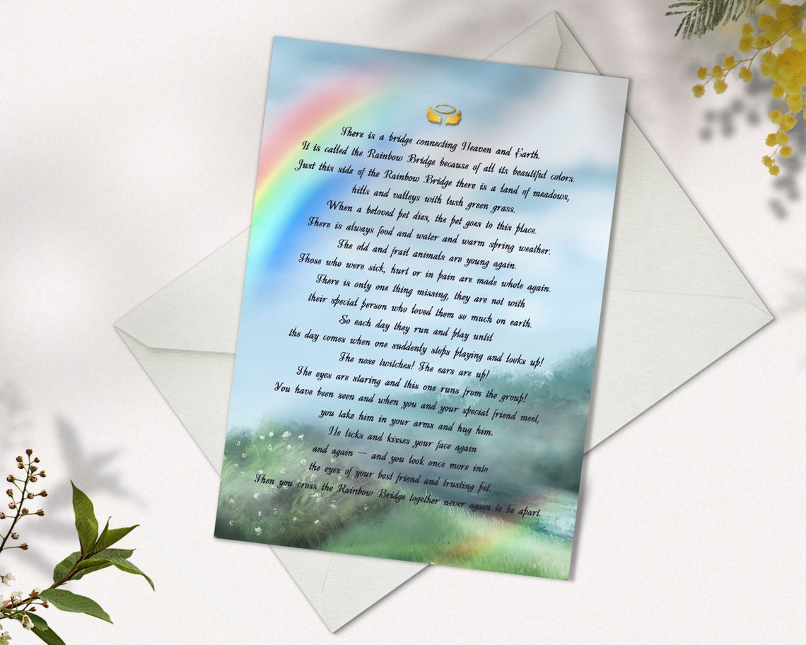 Rainbow Bridge Poem Pet Memorial Gift Dog in Heaven Loss of - Etsy