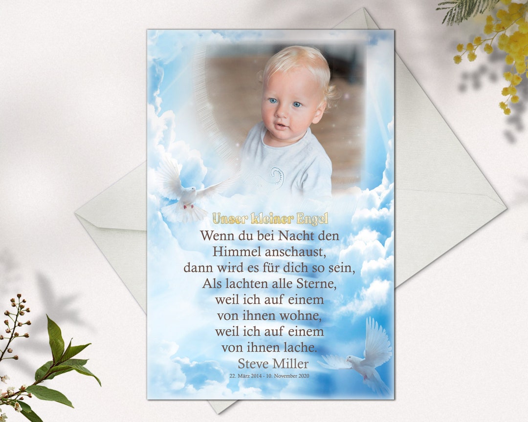 Trauerkarte Kind Baby Verse Für Verstorbene Kinder Kind Verlust Junge