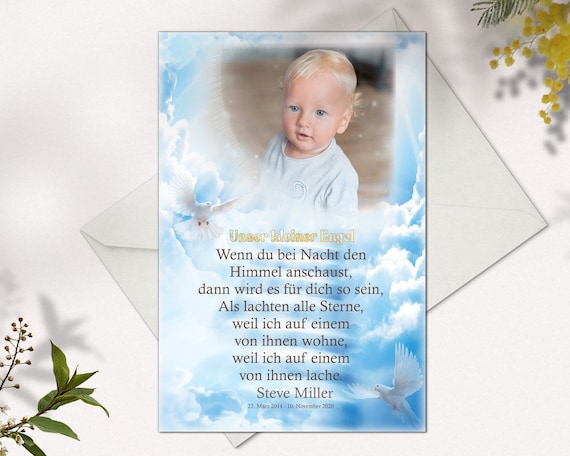 Trauerkarte Kind Baby Verse Für Verstorbene Kinder Kind Etsy UK