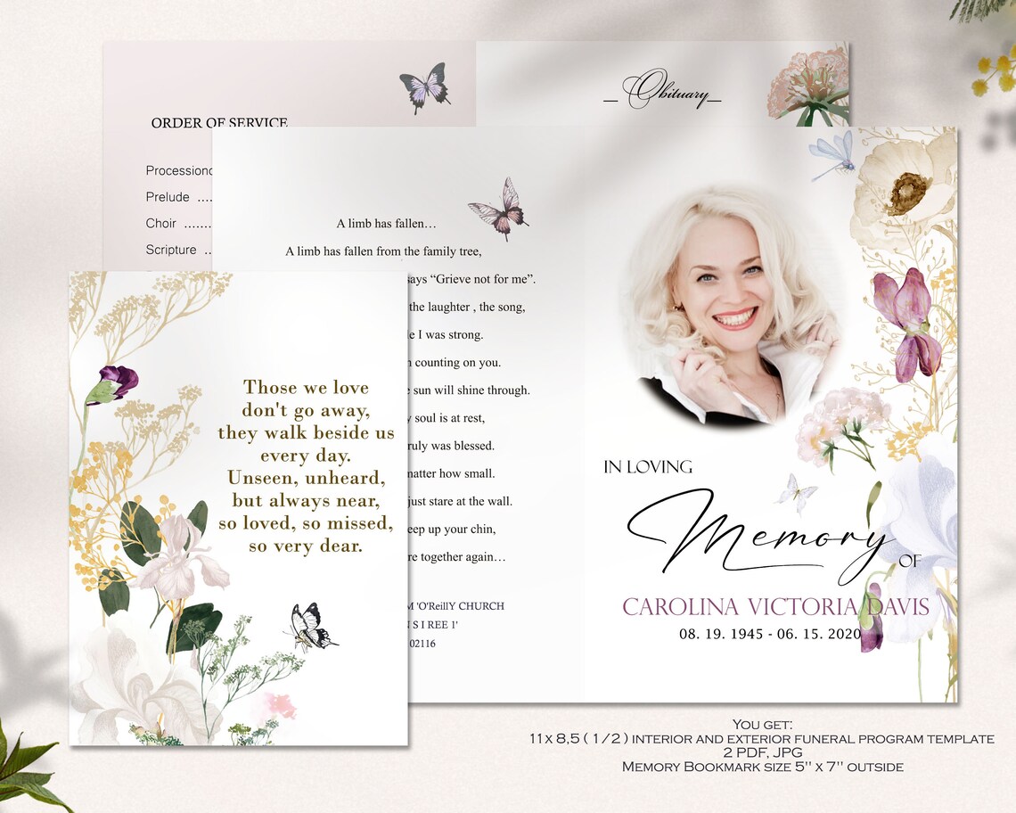 Wildflowers Funeral Editable Program for Women Funeral Etsy