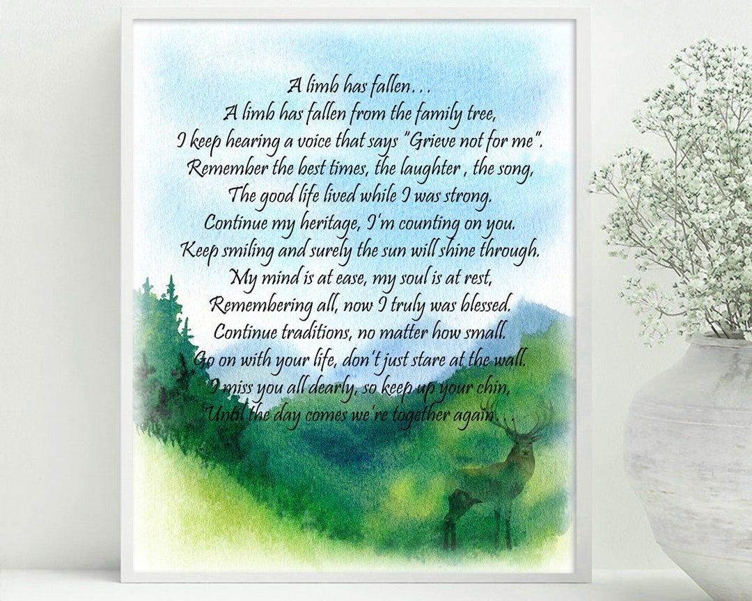 A Limb Has Fallen From Our Family Tree, Grief, Loss Loved One, Memorial ...
