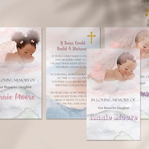 Plantilla de tarjeta de oración funeraria editable para bebés / Plantilla de tarjeta de oración conmemorativa imprimible para niñas / Plantilla de tarjeta de oración funeraria Angel Baby