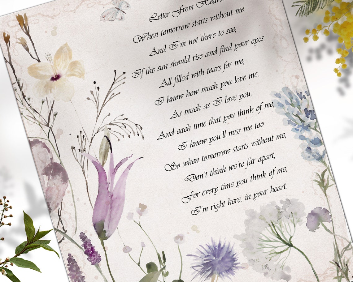 When Tomorrow Starts Without Me Poem Country Style Picture | Etsy