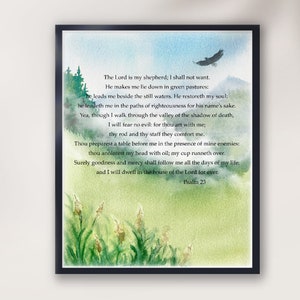 Psalm 23 Der Herr ist mein Hirte, Bibelvers Kunst, Bibelvers Bild, christliche Wandkunst, Geschenk für jeden, der Gott vertraut, Taufgeschenk