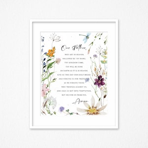 Our Father Prayer Printable Wall Art Catholic Lords Prayer Print Our Father Who Art In Heaven Print Catholic Home Decor Catholic Bible Verse