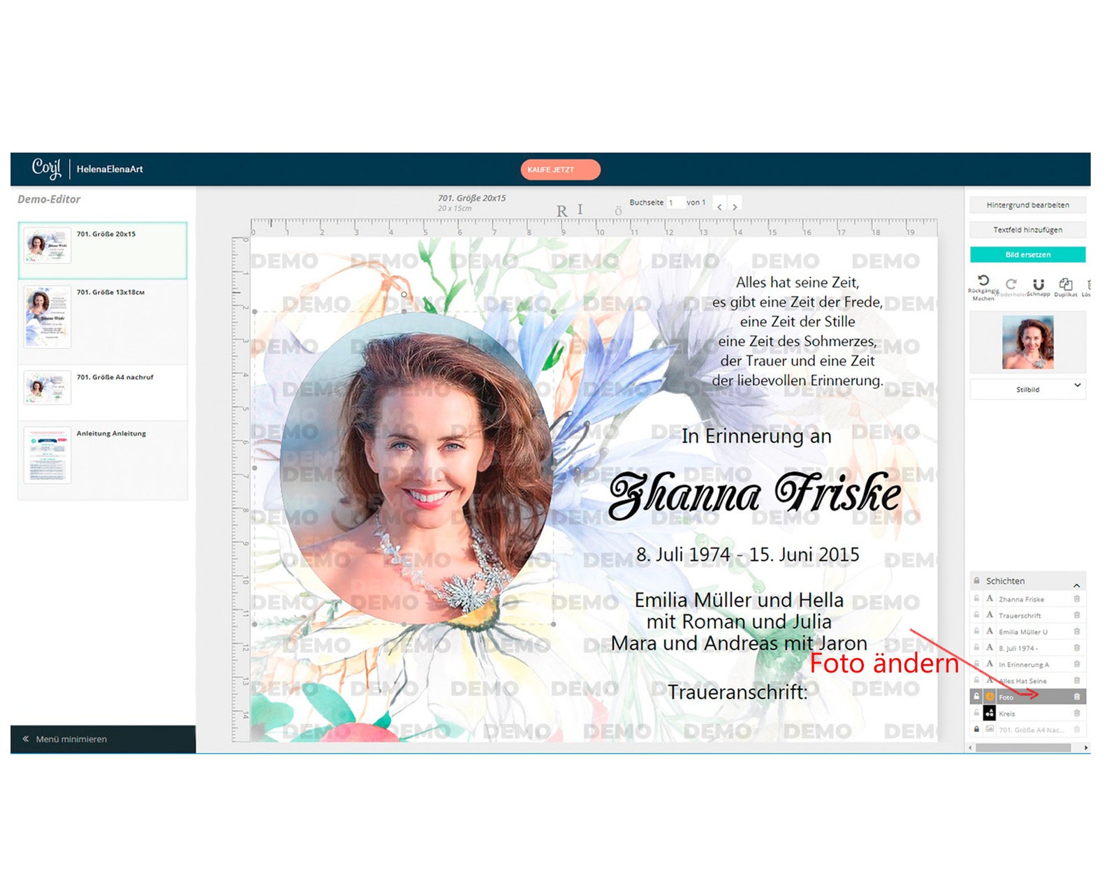 Schoene Traueranzeigen Mit Wildblumen Nachruf Für Frauen Trauer ...