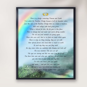 Rainbow Bridge Poem Pet MEMORIAL pet Loss dog  memorial gift, Dog in heaven, Home decor dog , sympathy gift