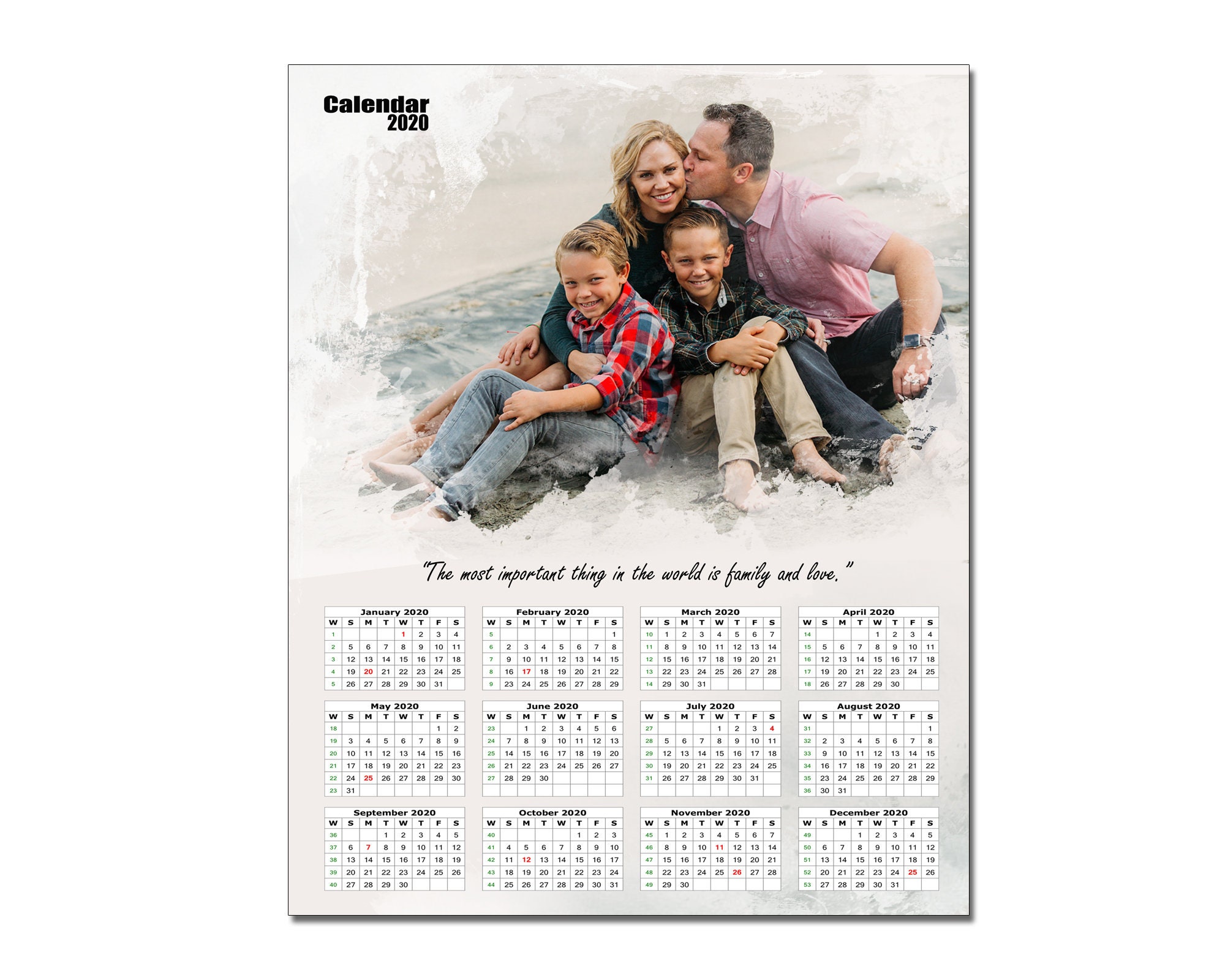 Family calendar photo kids quotes unique gifts idea Quotes Etsy