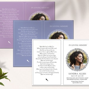 Modèle de programme de services funéraires pour femmes, programme de funérailles gracieuses, modèle modifiable, invitation à des funérailles, en souvenir d'amour, modèle commémoratif
