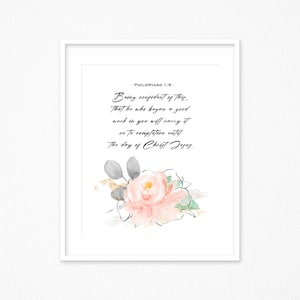 Filippenzen 1:6 Hier zeker van zijn, Bijbelvers Afdrukken, Bijbelvers afbeelding, Christelijke wanddecoratie, Bijbel citaat, Doopgeschenk, huisinrichting