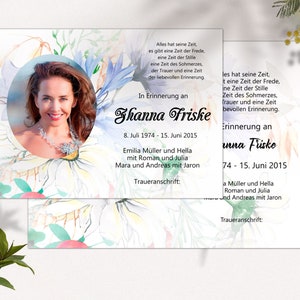 Schoene Traueranzeigen Mit Wildblumen Nachruf Für Frauen Trauer ...