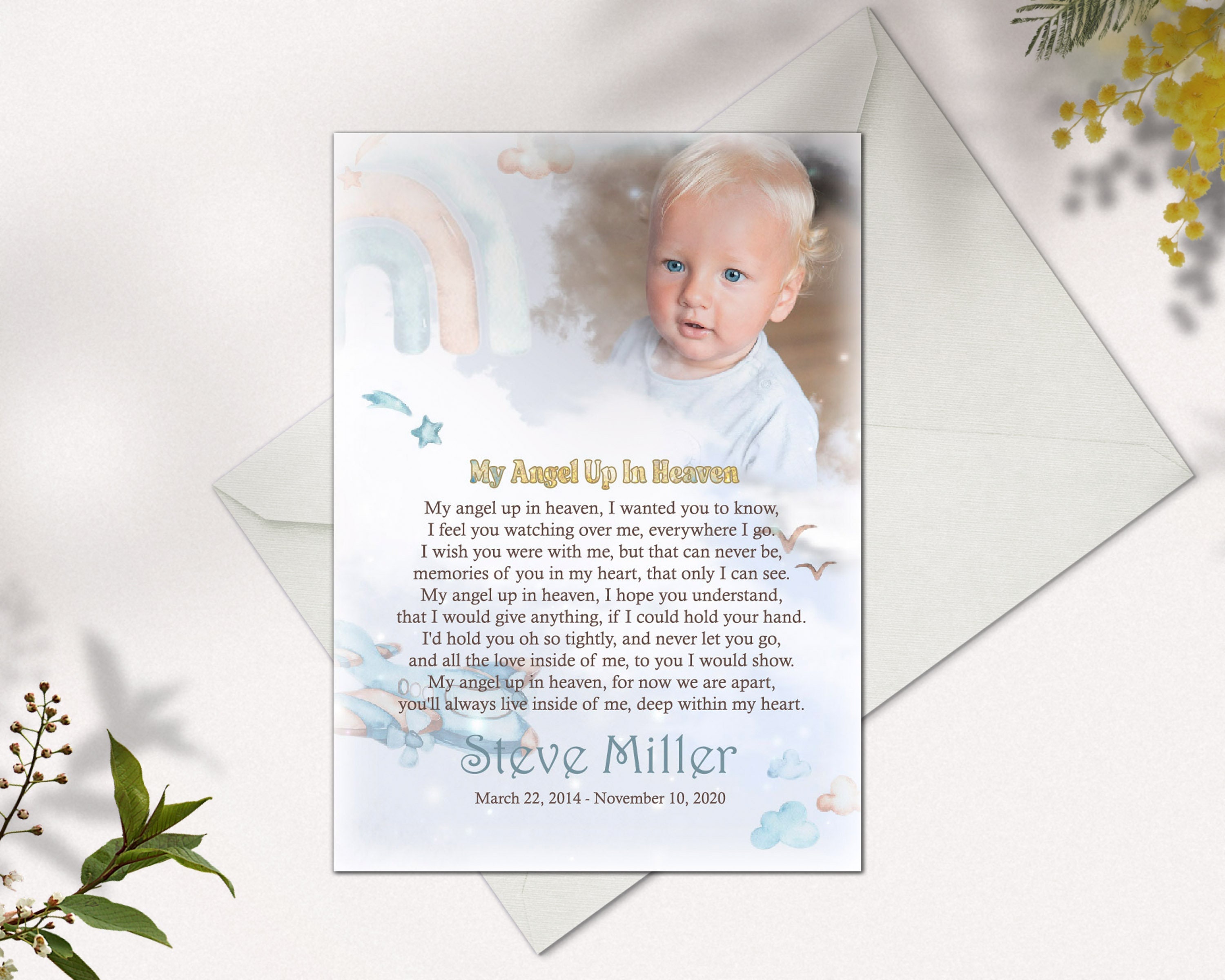 Memory poem for deceased baby, child | Loss of son | My angel up in heaven | Little angel in heaven | bereavement poem | Loss of baby