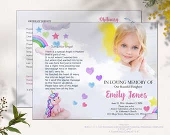 Girls memorial program, Funeral Service Program Template for Baby or Child, Baby loss, Funeral card for a deceased girl, In loving memory