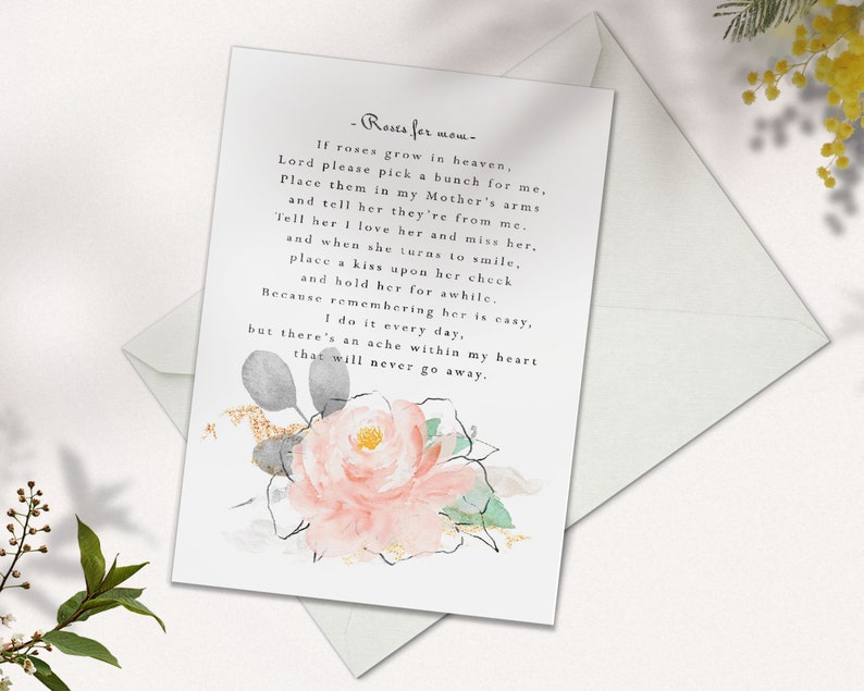 Poem for Mother If Roses Grow in Heaven Roses for Mother Etsy