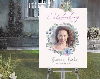 Funeral sign, funeral welcome sign, photo welcome sign template for a celebration of life, printable welcome sign, celebration of life sign